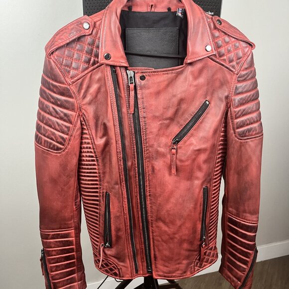 Boda Skins Burnt Red Men's Medium Kay Michaels leather jacket - Picture 6 of 7